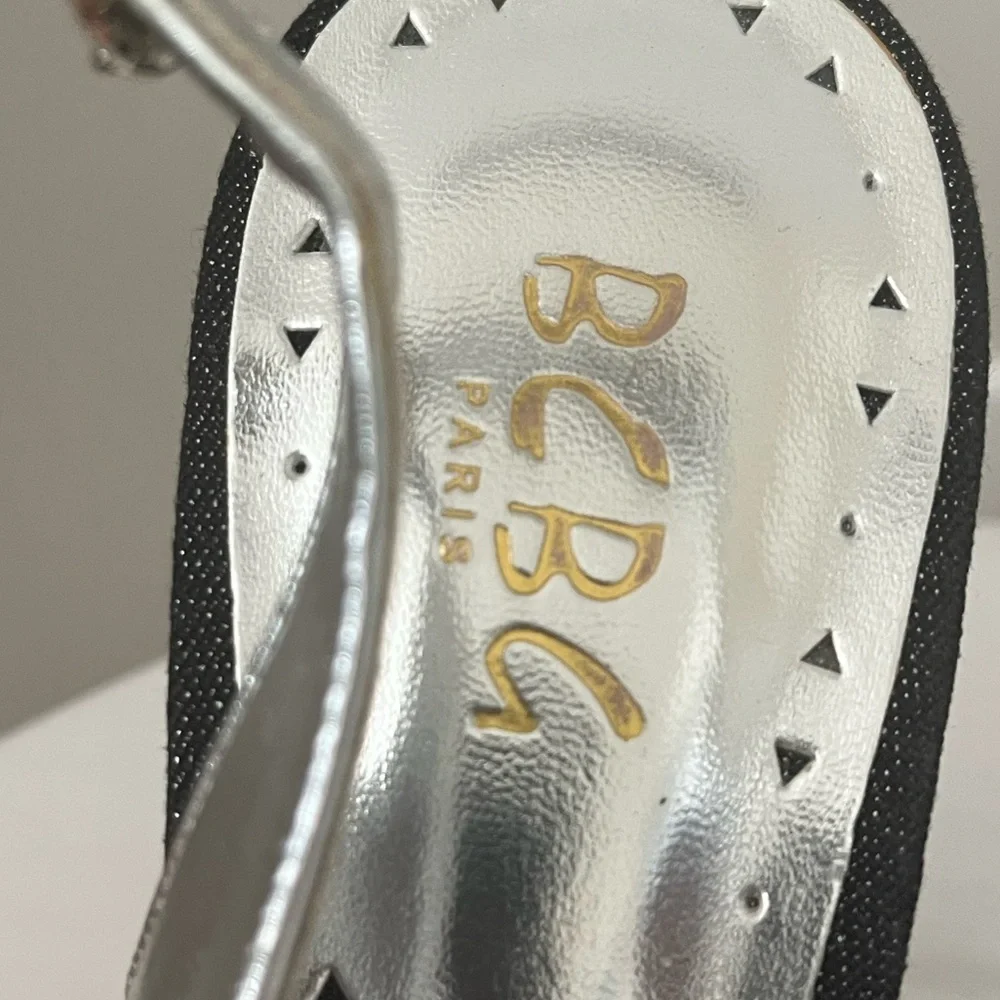 BCBG Paris Ostrica Hills Shoes in Black & Silver Women's sz EU 39 US 8 - Picture 8 of 8